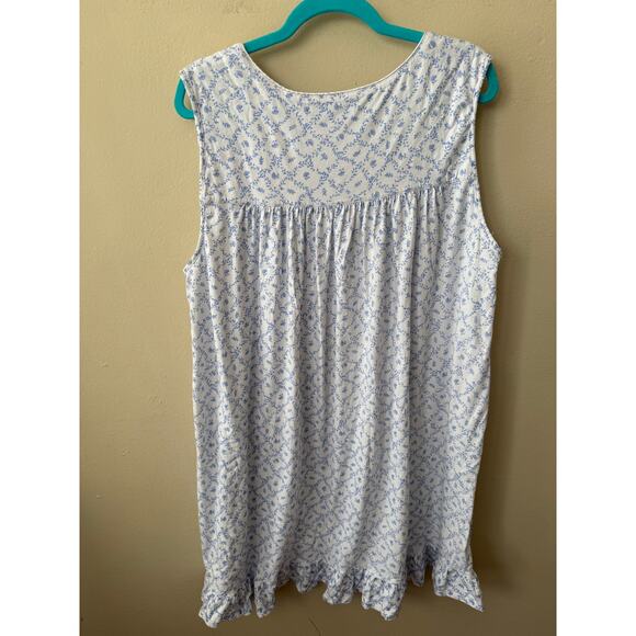 Eileen West Blue & White Floral Cotton Nightgown Size 3X - Picture 4 of 10